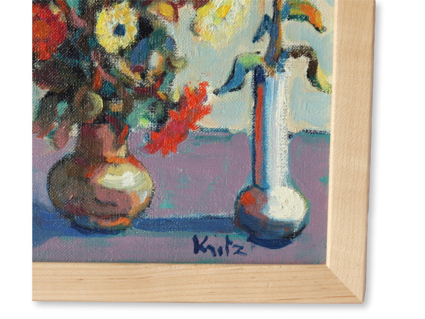 Midcentury Framed French Floral Still Life Painting