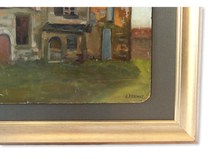 Antique French Painting of Rural Country Home