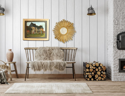 Antique French Painting of Rural Country Home