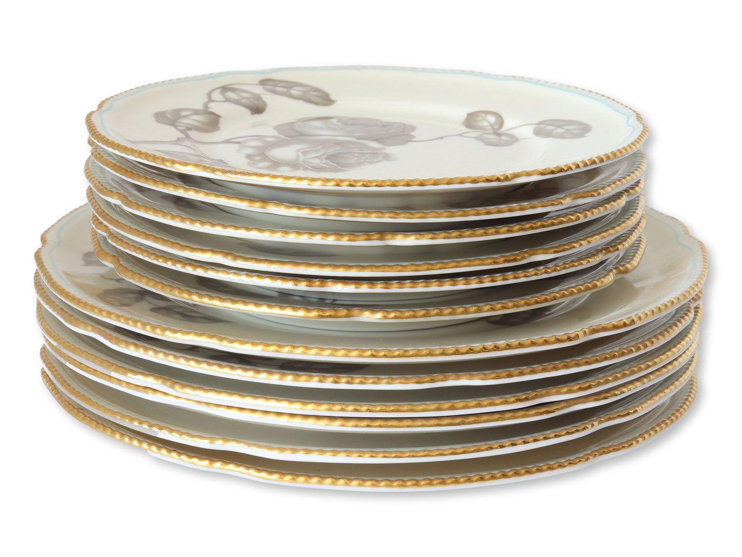 Vintage Rose Pattern Dessert Plates, 12 pcs