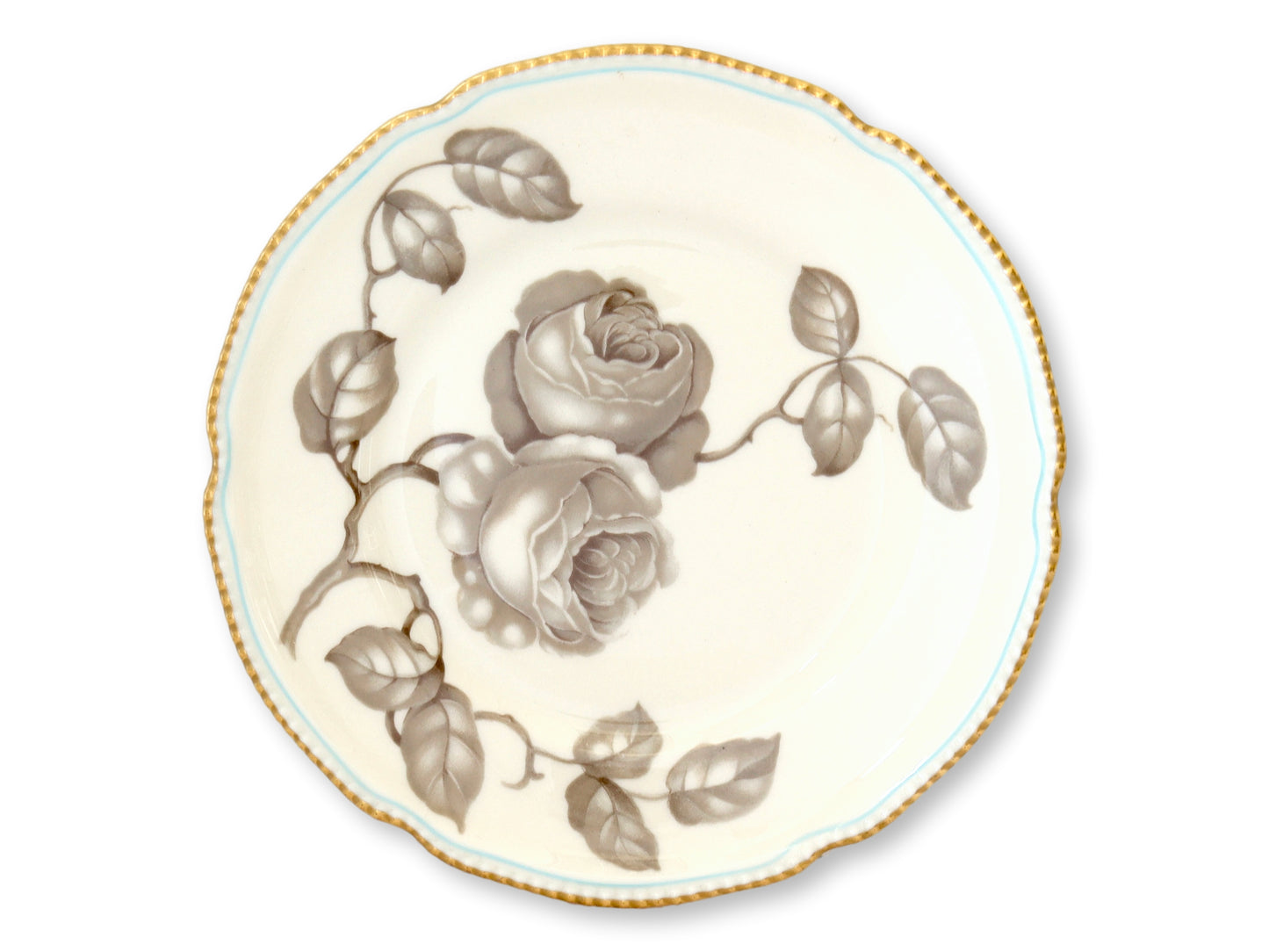 Vintage Rose Pattern Dessert Plates, 12 pcs