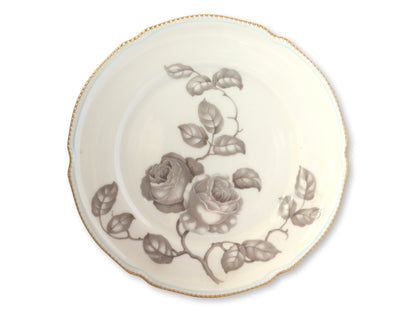 Vintage Rose Pattern Dessert Plates, 12 pcs