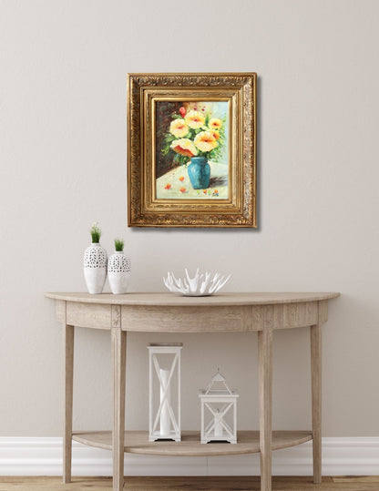 Framed Floral Still Life Oil on Canvas