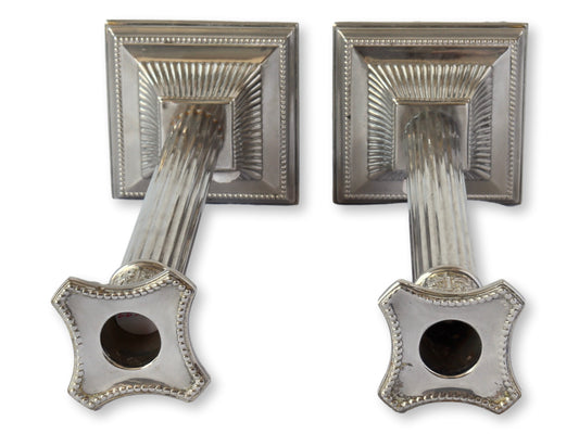 Vintage Silver-Plate Column Candlesticks