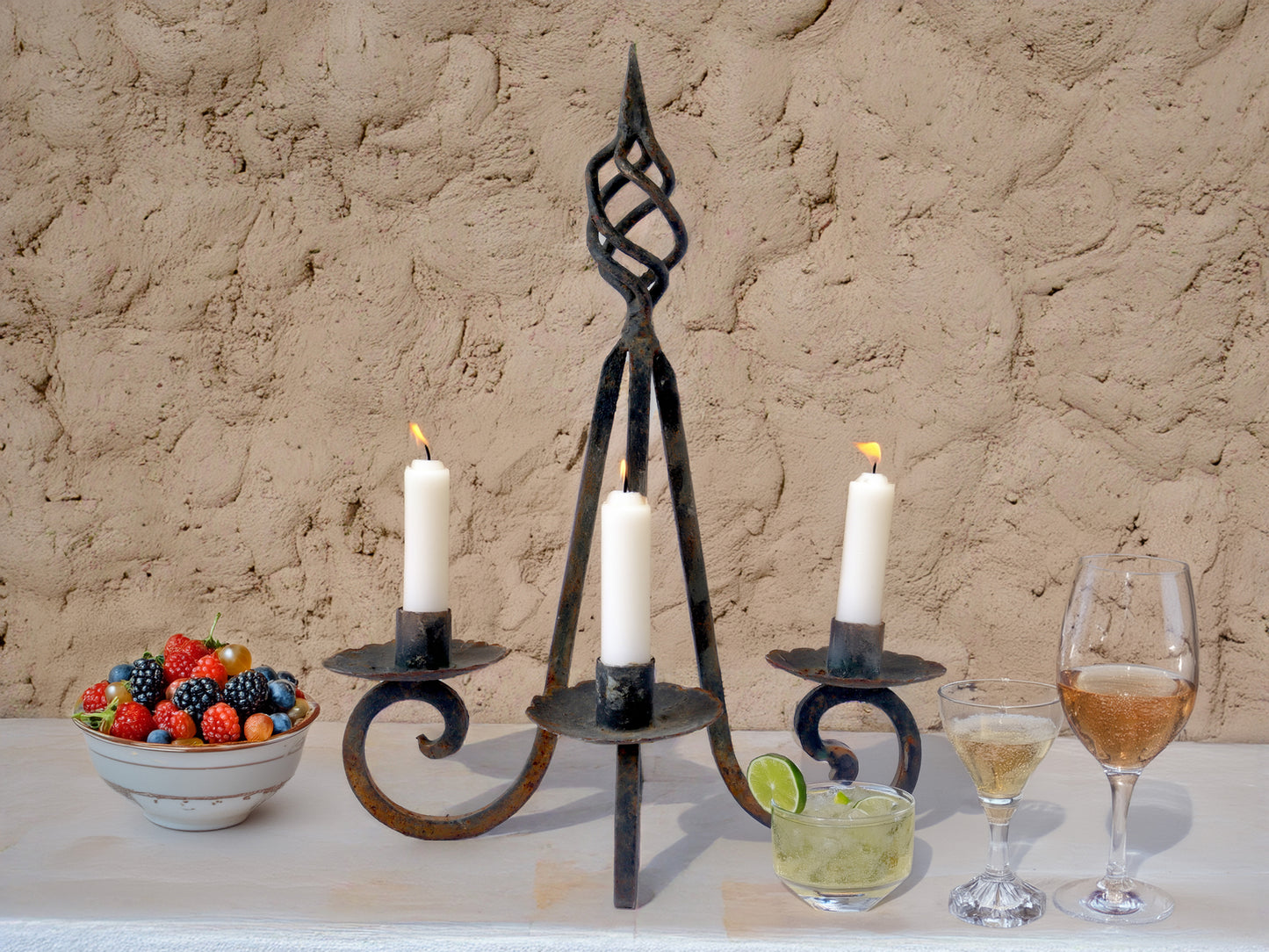 Early California Wrought Iron Candelabra