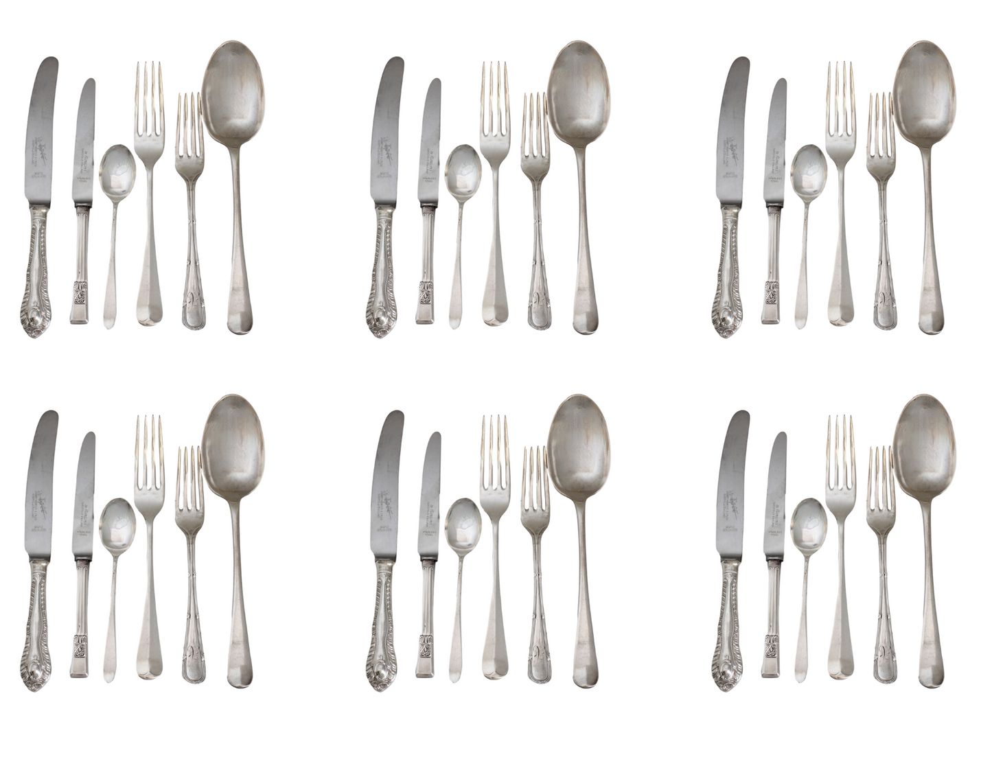 Mixed English Flatware w/ Service for 6