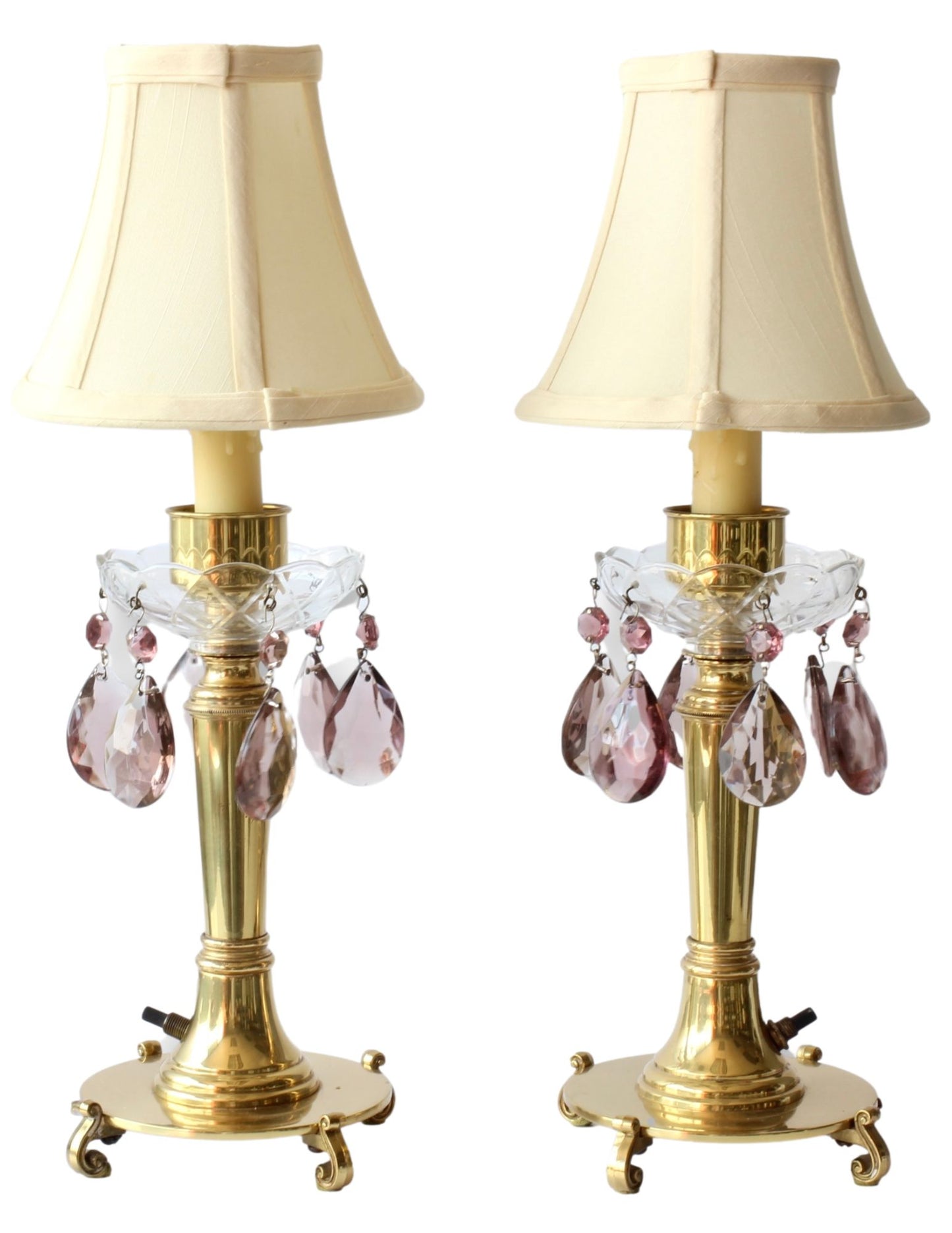 Candlestick Lamps w/Amethyst Crystals