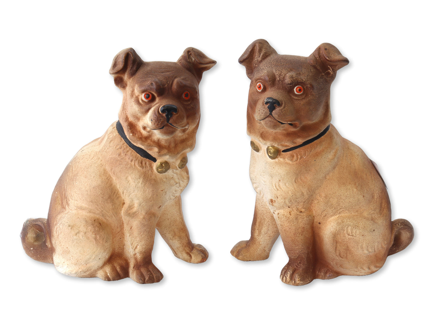Vintage Porcelain Bisque Pug Dogs, Pair