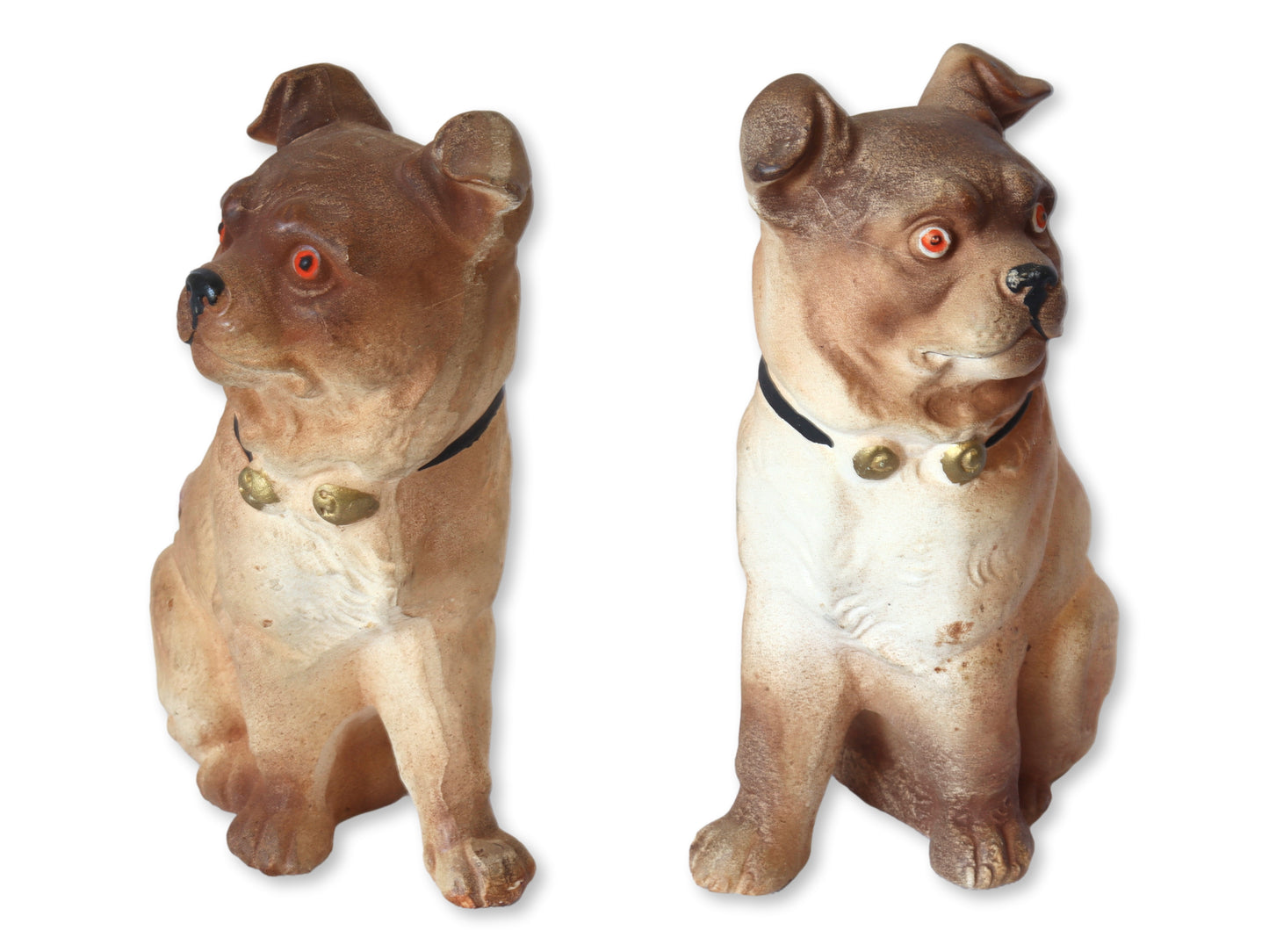 Vintage Porcelain Bisque Pug Dogs, Pair