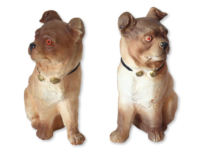 Vintage Porcelain Bisque Pug Dogs, Pair