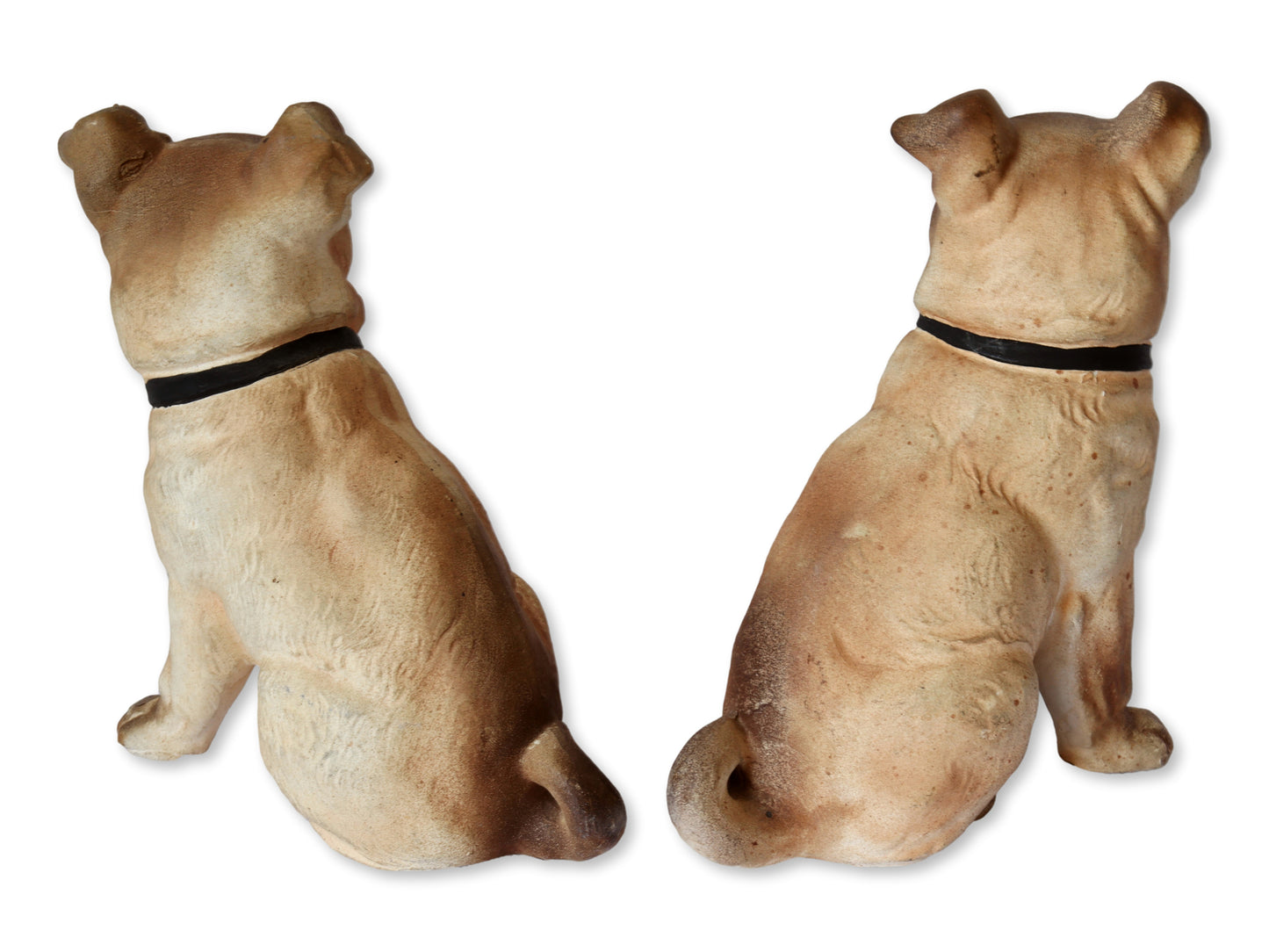 Vintage Porcelain Bisque Pug Dogs, Pair