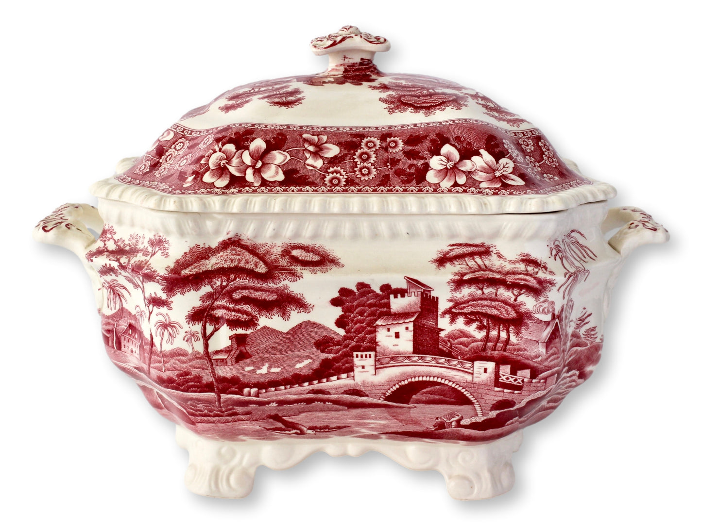 Rare Antique English Spode's Tower Pattern Soup Tureen