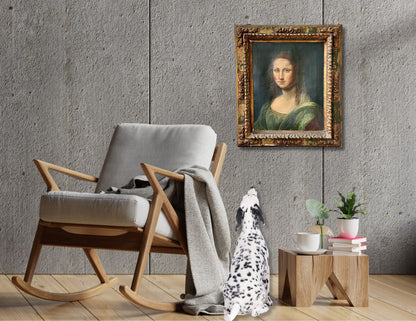 Rustic Antique Oil on Canvas of "Mona Lisa"