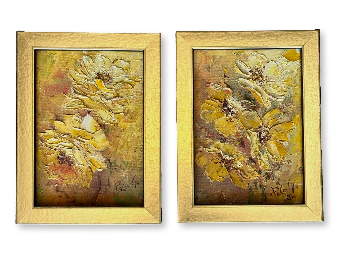 Pair of Petit Framed Vintage Floral Paintings