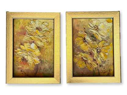 Pair of Petit Framed Vintage Floral Paintings