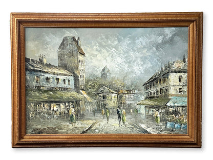 Large Paris Street Scene Painting by Renowned Artist Caroline Burnett