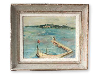 Midcentury French Harbor Scene