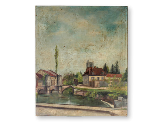 Antique French Cityscape Oil Painting, Signed & Dated 1910