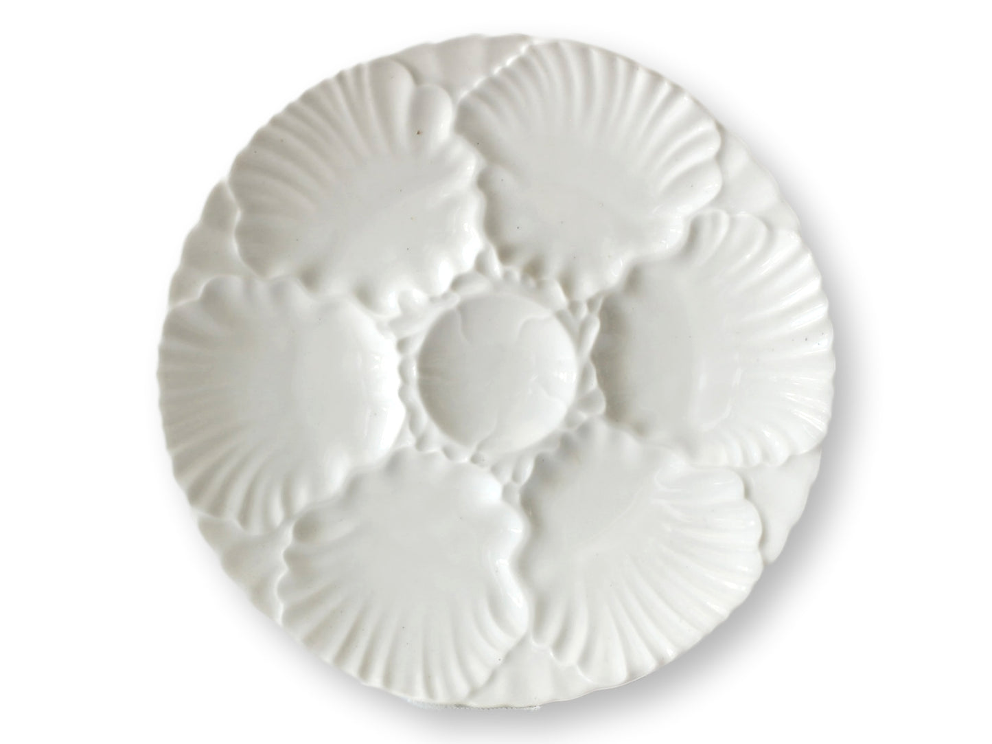 Midcentury White Porcelain Oyster Plates