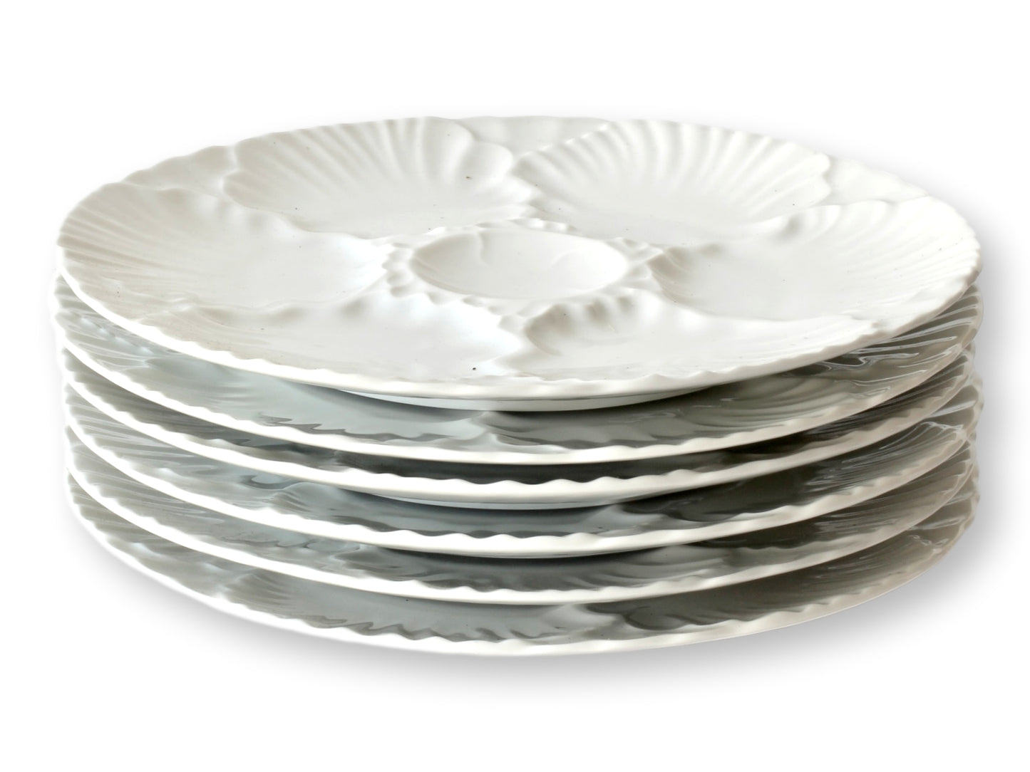 Midcentury White Porcelain Oyster Plates