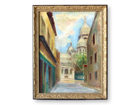 Midcentury Paris Scene w/ Sacré-Cœur Painting