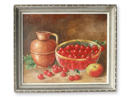 Midcentury French Still Life w/ Cherries