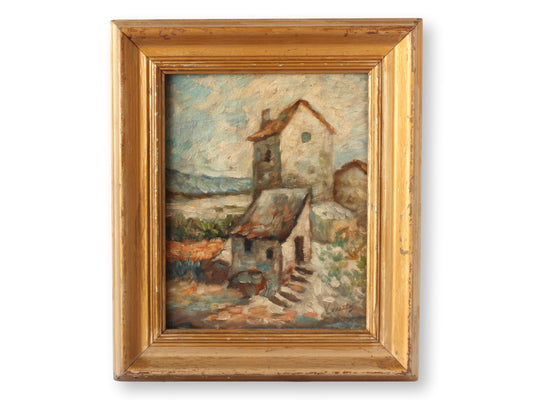 Antique French Village Still Life Painting, Signed by Alfred Lorentz