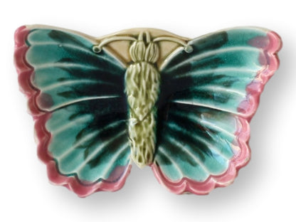 C. 1890s  French Majolica Butterfly Plates