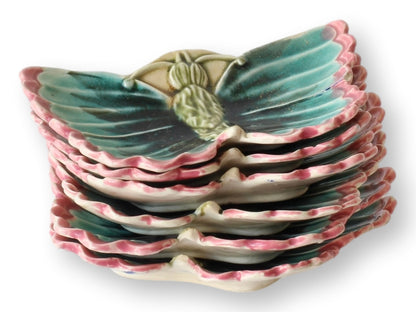 C. 1890s  French Majolica Butterfly Plates