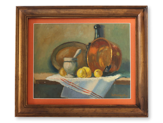 Midcentury French Kitchen Still Life Painting