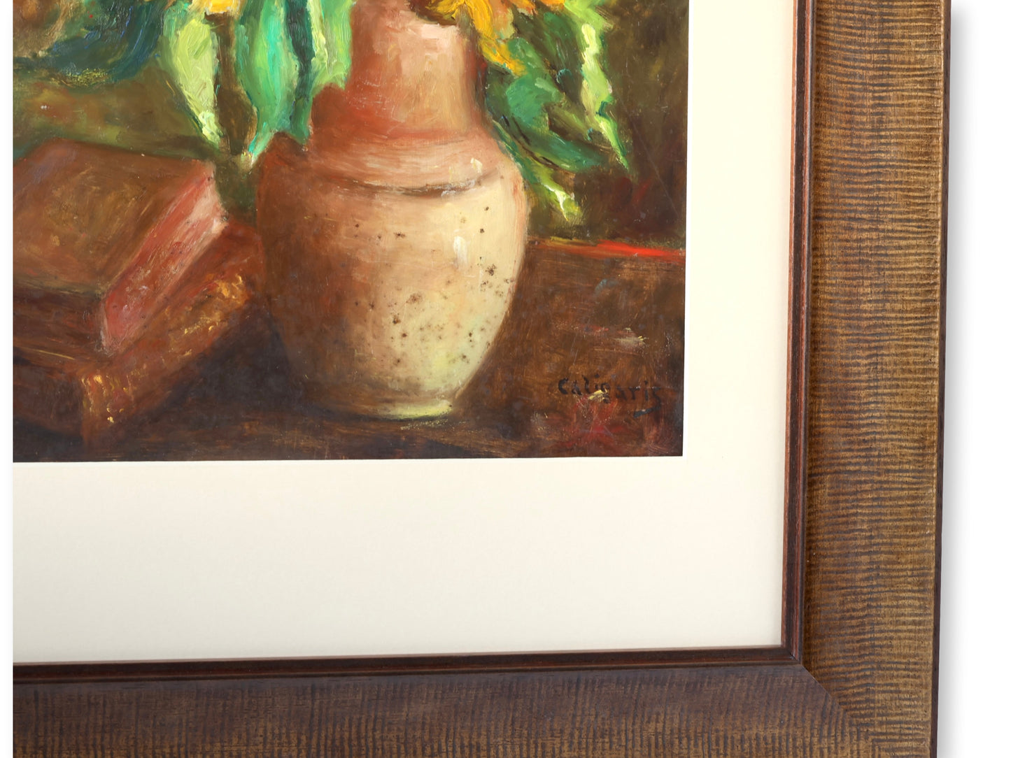 Early 1900s French Still Life Painting of Sunflowers