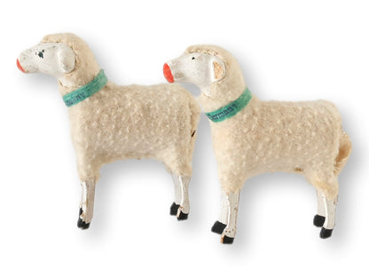 1940s German Wool Sheep, Pair