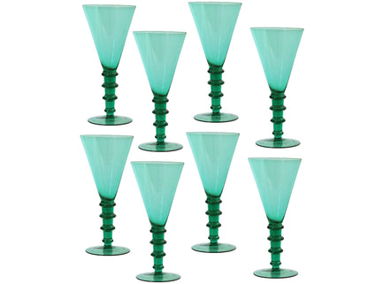 1820s English Green Cocktail Glasses, Set of 8