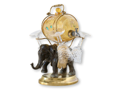 19th-Century French Bronze Elephant Liqueur Set