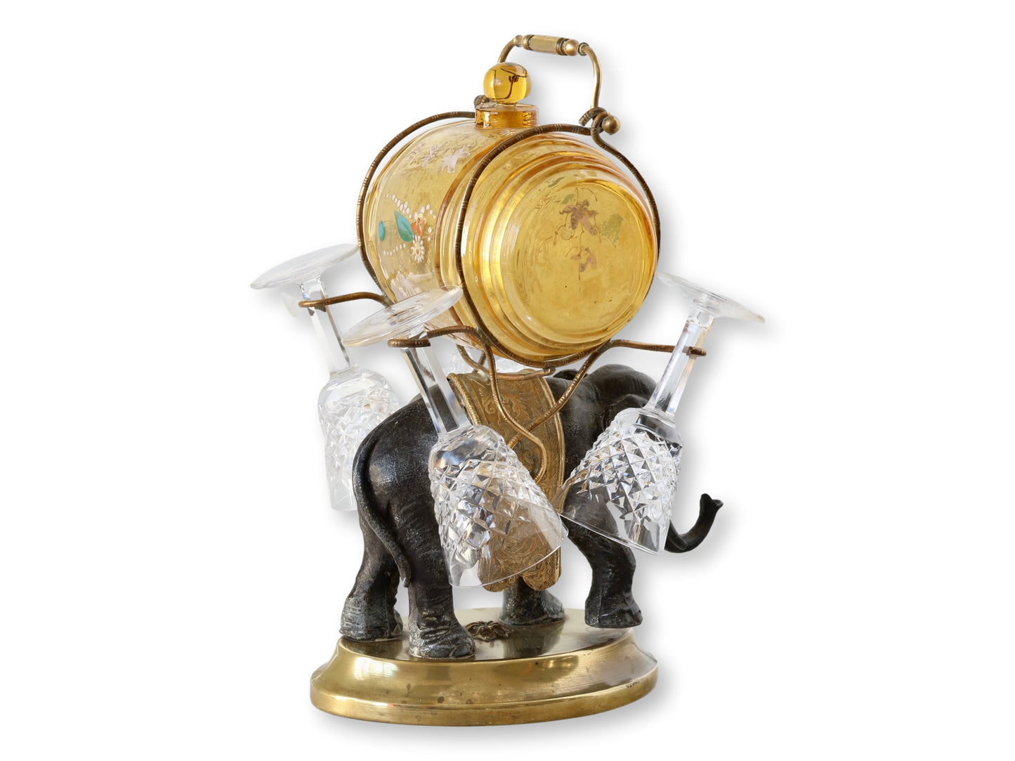 19th-Century French Bronze Elephant Liqueur Set