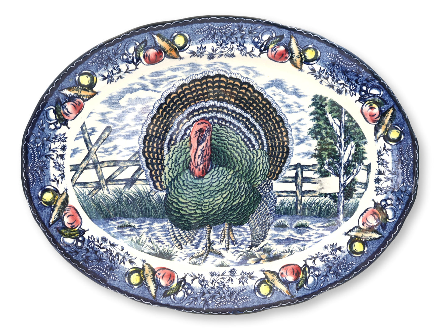 Early 1900s English Transferware Turkey Platter