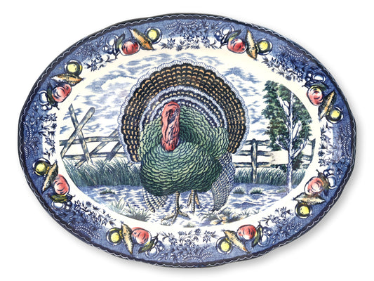 Early 1900s English Transferware Turkey Platter