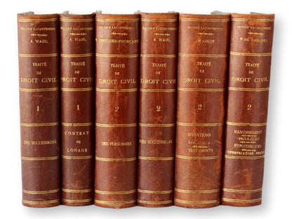 1895 French "Traité Théorique Et Pratique De Droit Civil" (Civil Law) Books, Set of 6