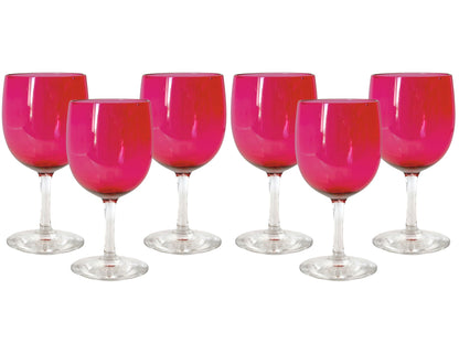 Victorian Cranberry Glass Wine Stems S/6