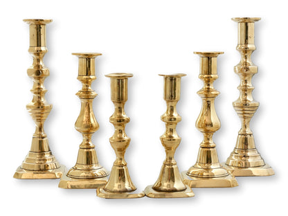 C. 1820s Grouping of English Georgian Brass Candlesticks | Set of 6