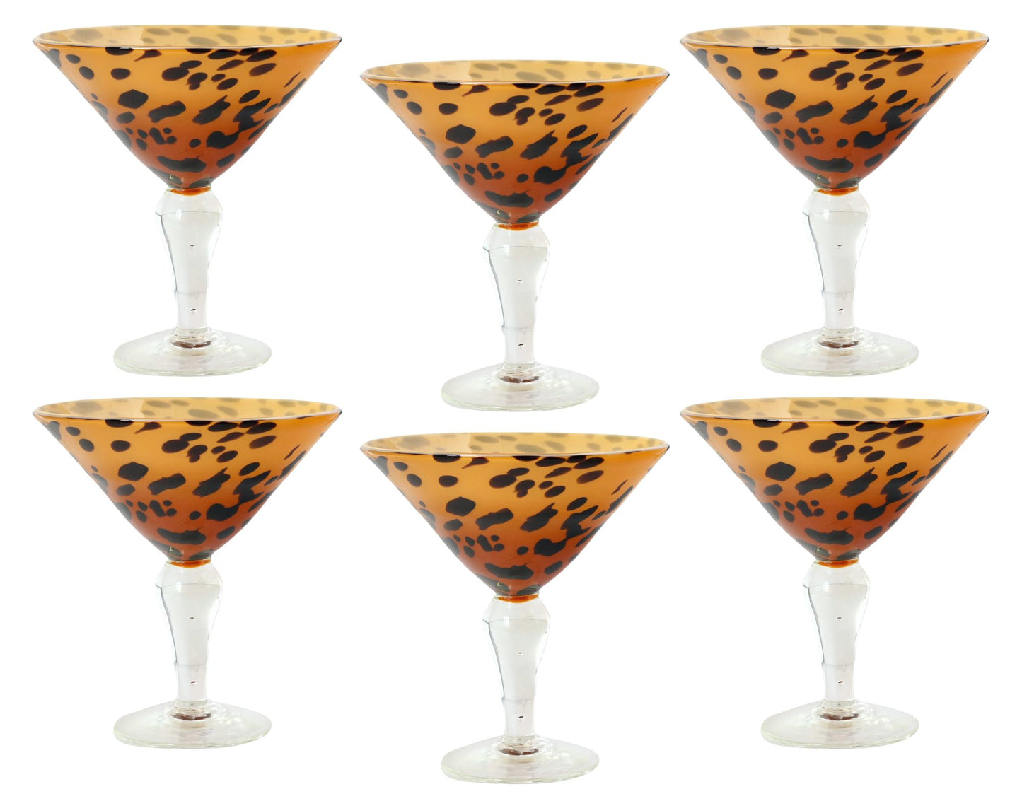 Amici Hand-Blown Italian Leopard Martini Glasses