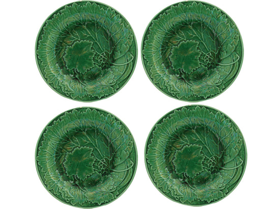 19th-Century English Majolica Grapevine Salad Plates, Set of 4