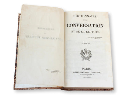 1837 French "Dictionnaire De La Conversation Et De La Lecture" Books, Set of 8