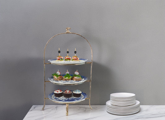 English Willow Plate High Tea Stand