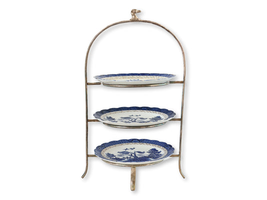English Willow Plate High Tea Stand