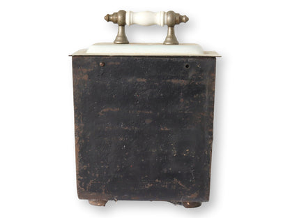 Antique Enameled Fireplace Box w/ Hand-Painted Winter Scene