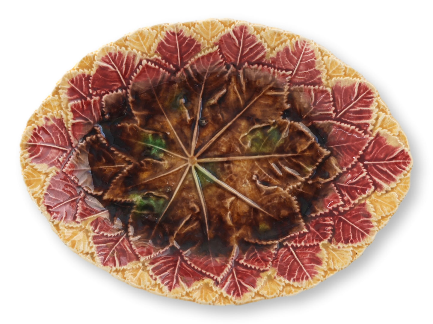 19th-Century Majolica Begonia Leaf Platter