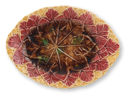 19th-Century Majolica Begonia Leaf Platter