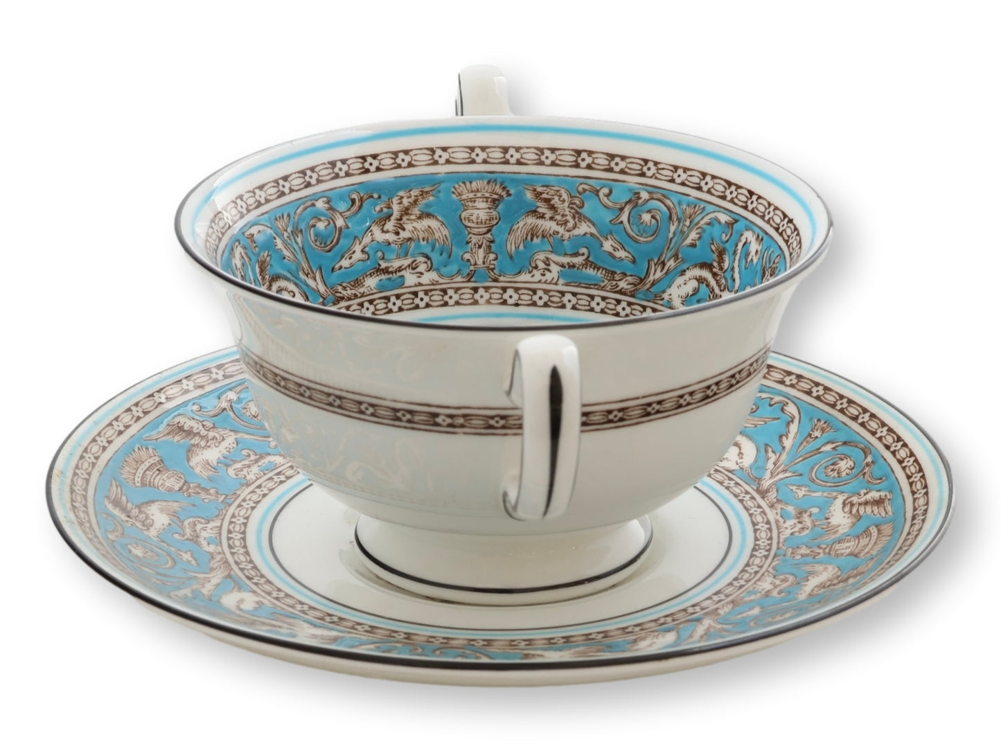 Wedgwood Florentine Soup Coupes & Saucers, Set of 8