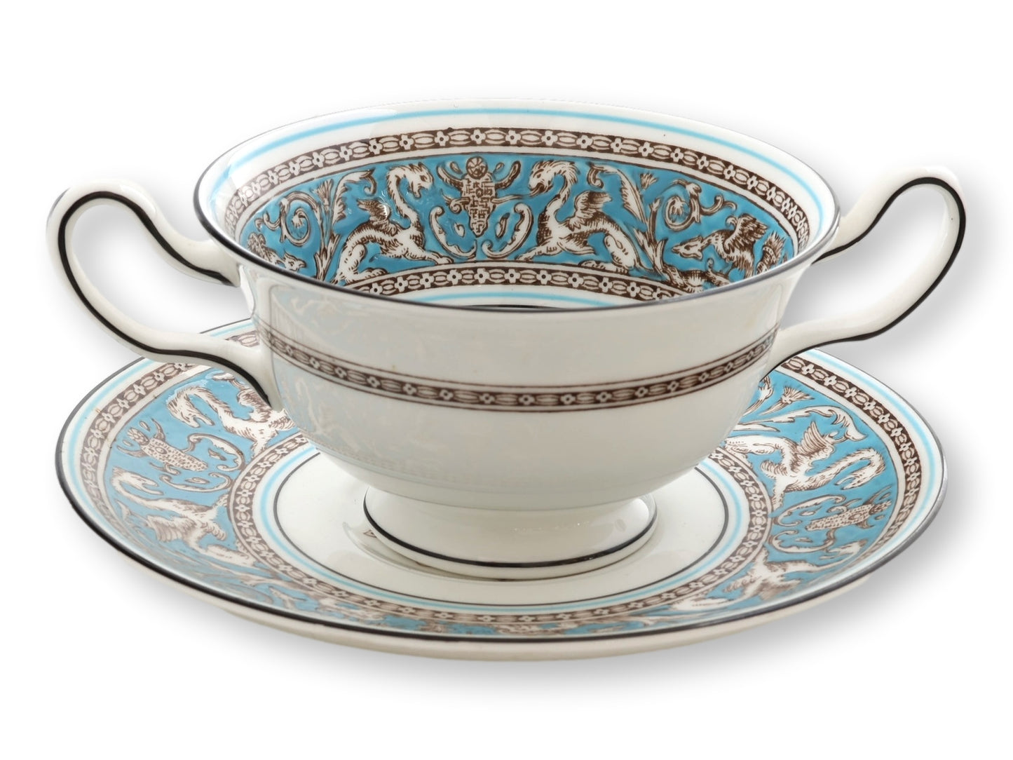 Wedgwood Florentine Soup Coupes & Saucers, Set of 8